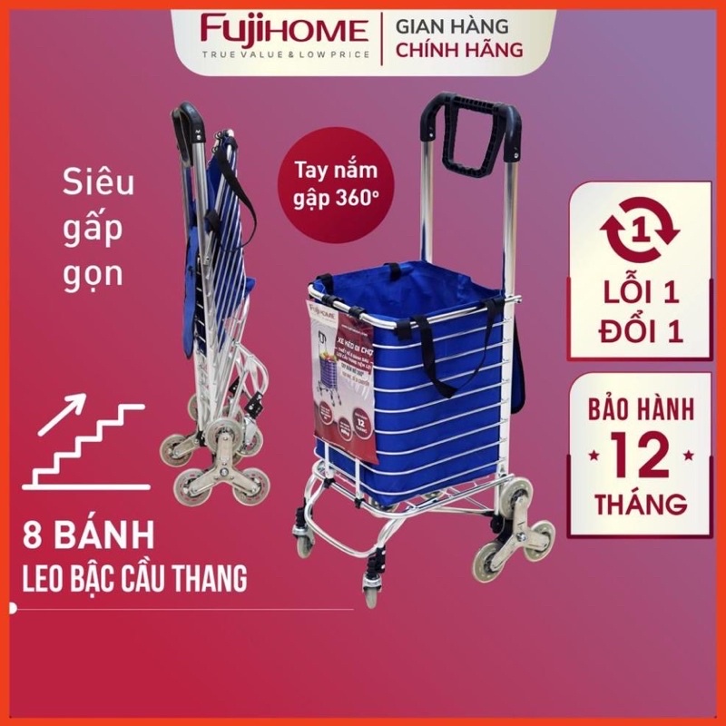 Xe kéo đi chợ, xe đẩy hàng đa năng gấp gọn mini FUJIHOME, xe kéo hàng đi chợ gấp gọn mini siêu thị đa năng