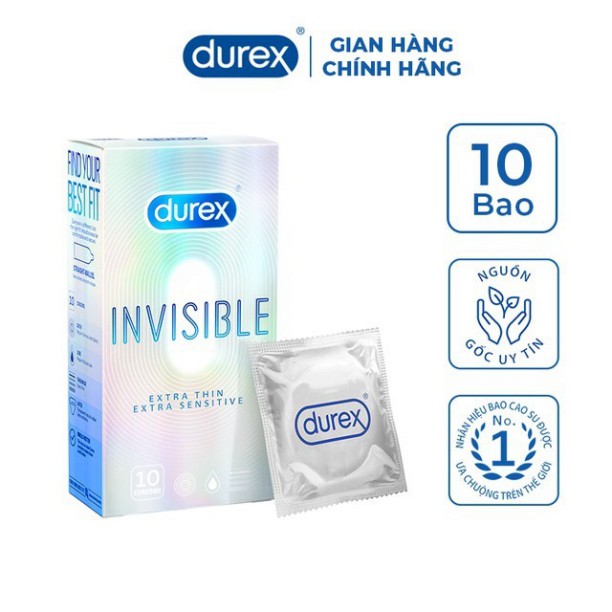 [Bán Chạy] Bao Cao Su Durex Invisible Hộp 10c - Bcs Siêu Mỏng Chân Thực Từng Chuyển Động. Mỏng Vô Hình Tình Thăng Hoa.