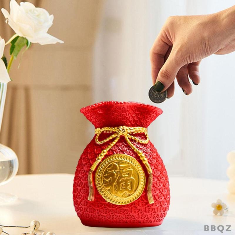 Bình hoa hình túi tiền màu đỏ độc đáo trang trí nhà cửa trang trí năm mới