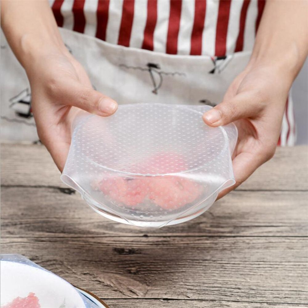 Bộ 4 Nắp Silicone Đậy Tô Chén Bảo Quản Thực Phẩm Đa Năng Có Thể Tái Sử Dụng