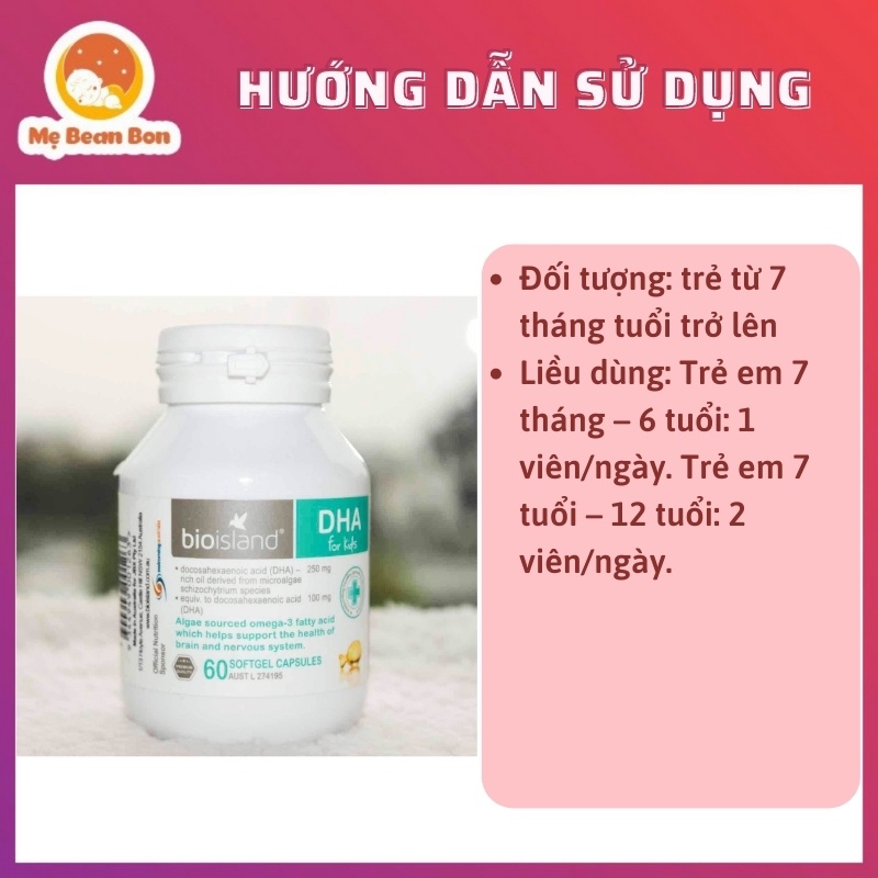 DHA cho bé Bioisland DHA For Kids 60 Viên Úc Cho Bé Từ 7 Tháng Tuổi Trở Lên Giúp Bé Thông Minh Nhanh Nhẹn