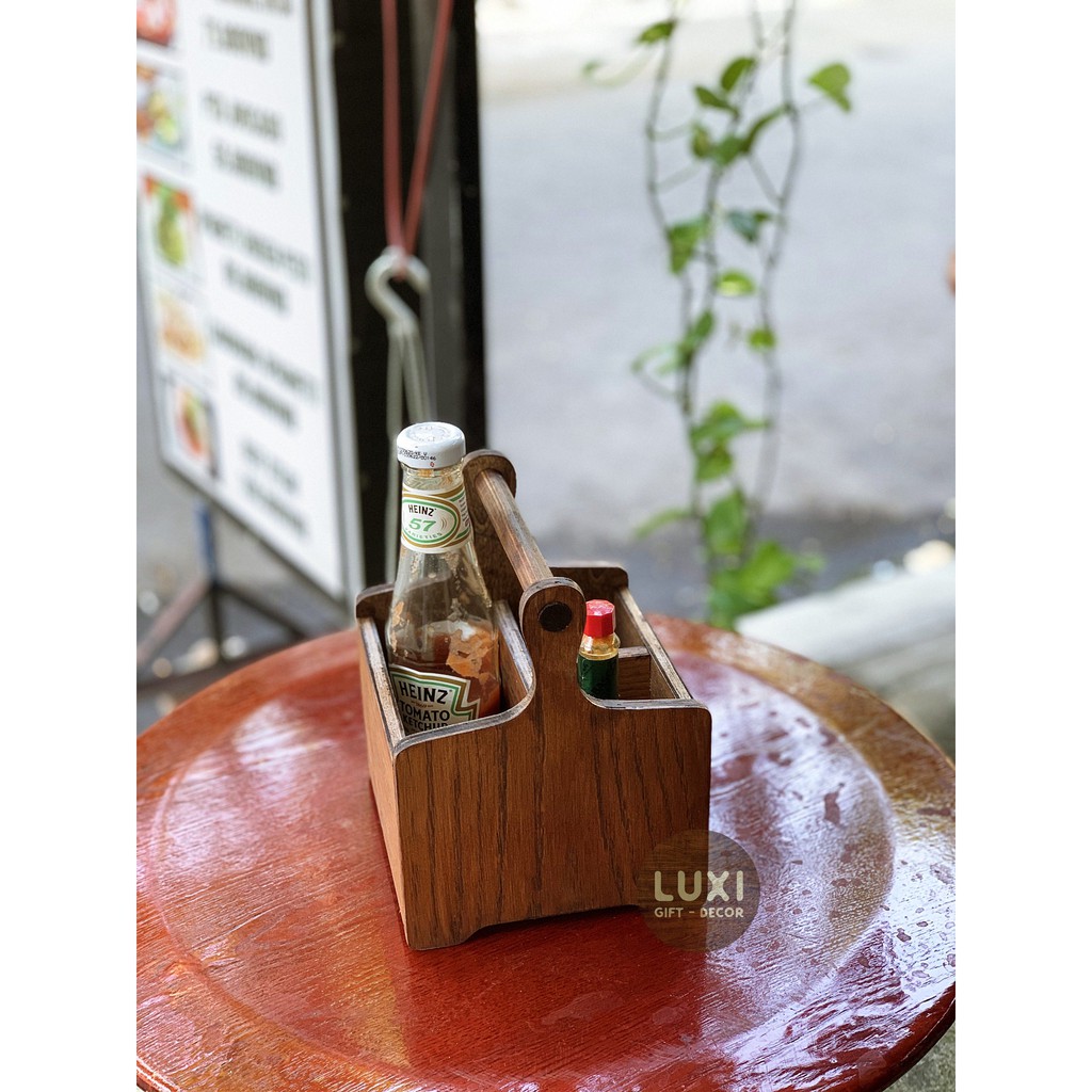 Khay gỗ đựng gia vị LUXI DECOR