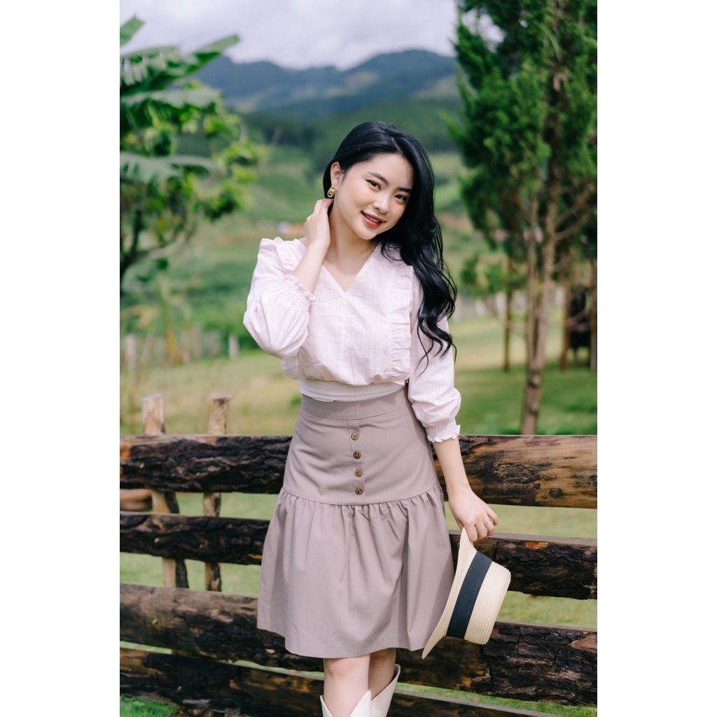 MINX - Chân Váy Front Button A-line Skirt
