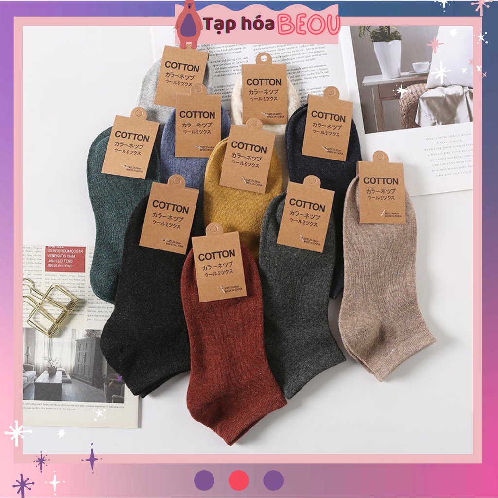 Tất nam nữ cổ ngắn trơn nhiều màu - vớ cotton thoáng mát kháng khuẩn
