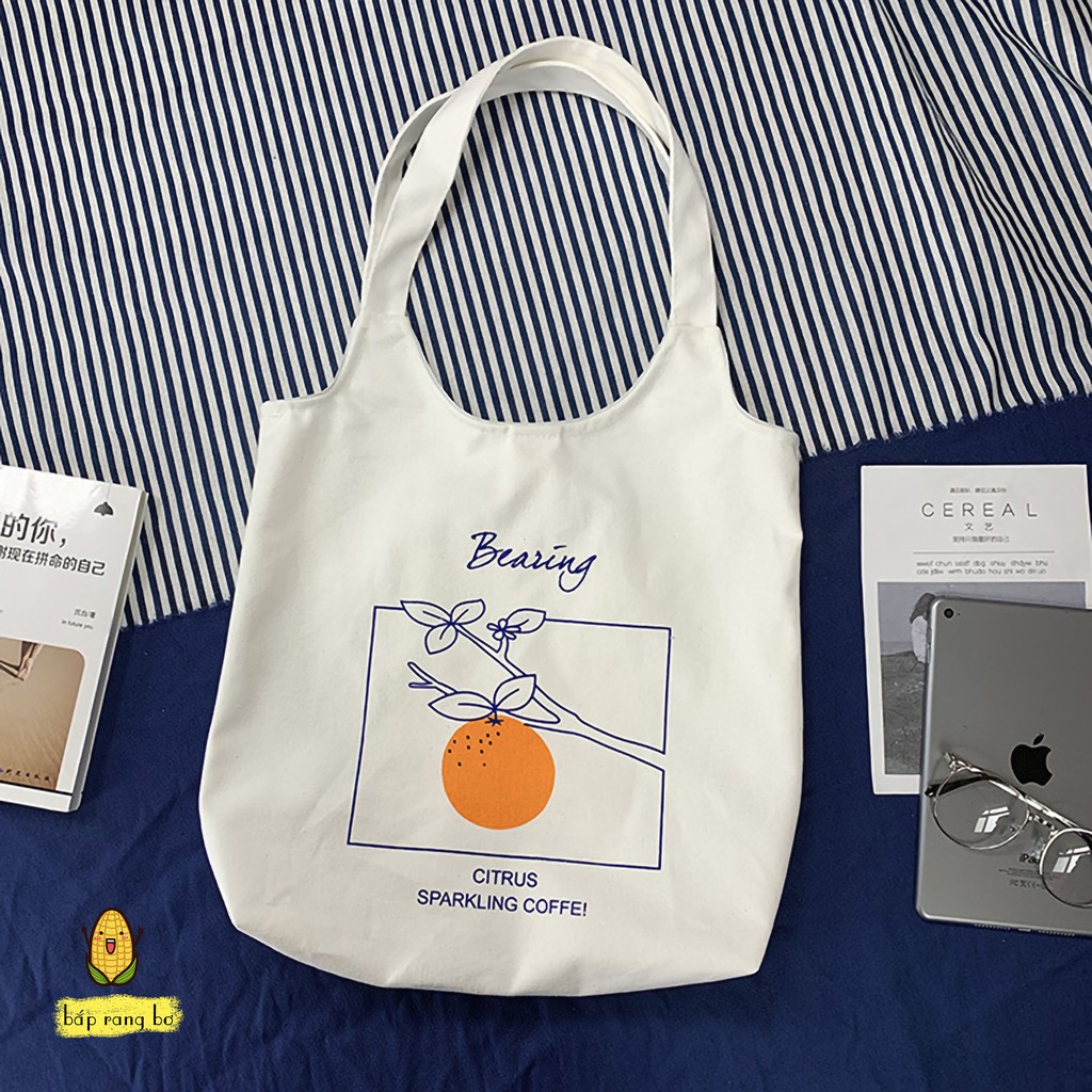 TÚI TOTE ĐEO VAI ULZZANG HÌNH QUẢ CAM - TÚI VẢI CANVAS