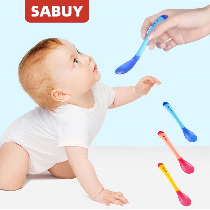 3 màu sắc dễ thương Nhiệt kế cho bé Muỗng nhựa