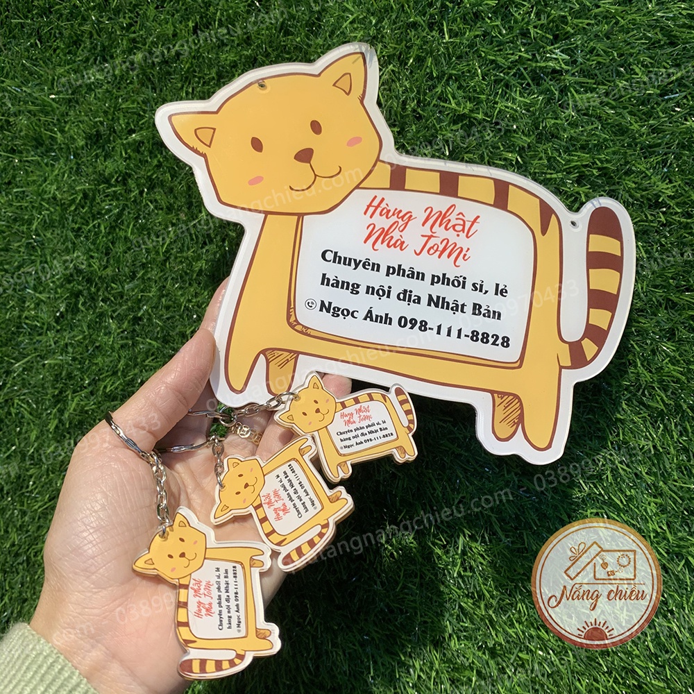 Bảng shop bán hàng nhập khẩu, đạo cụ chụp ảnh shop, chất liệu mica sáng bóng, hình con hổ