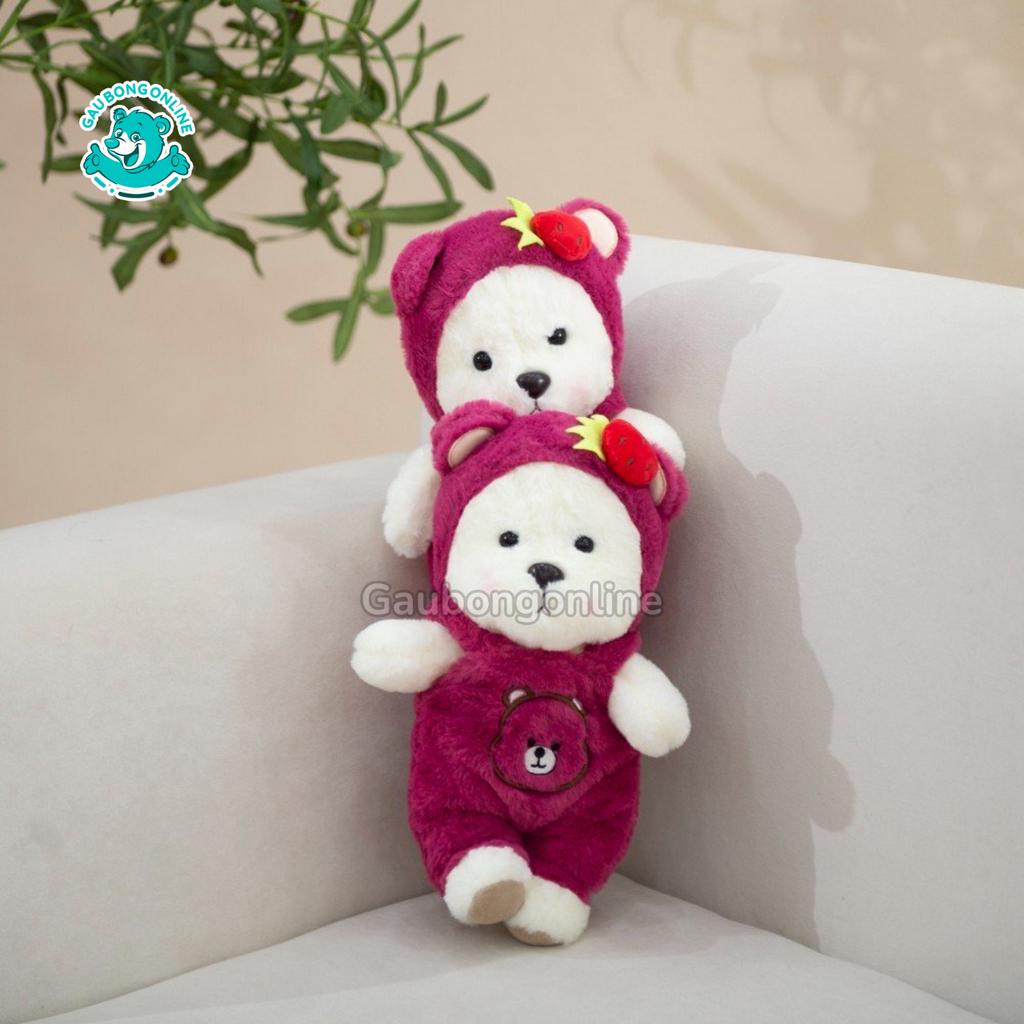 Gấu Bông Lena Mặc Yếm Họa Tiết Mặt Gấu Dễ Thương, Gấu Bông Online Cao Cấp
