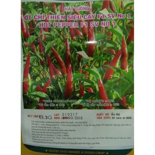 HẠT GIỐNG ỚT CHỈ THIÊN SIÊU CAY ẤN ĐỘ No 1- 0.1GR