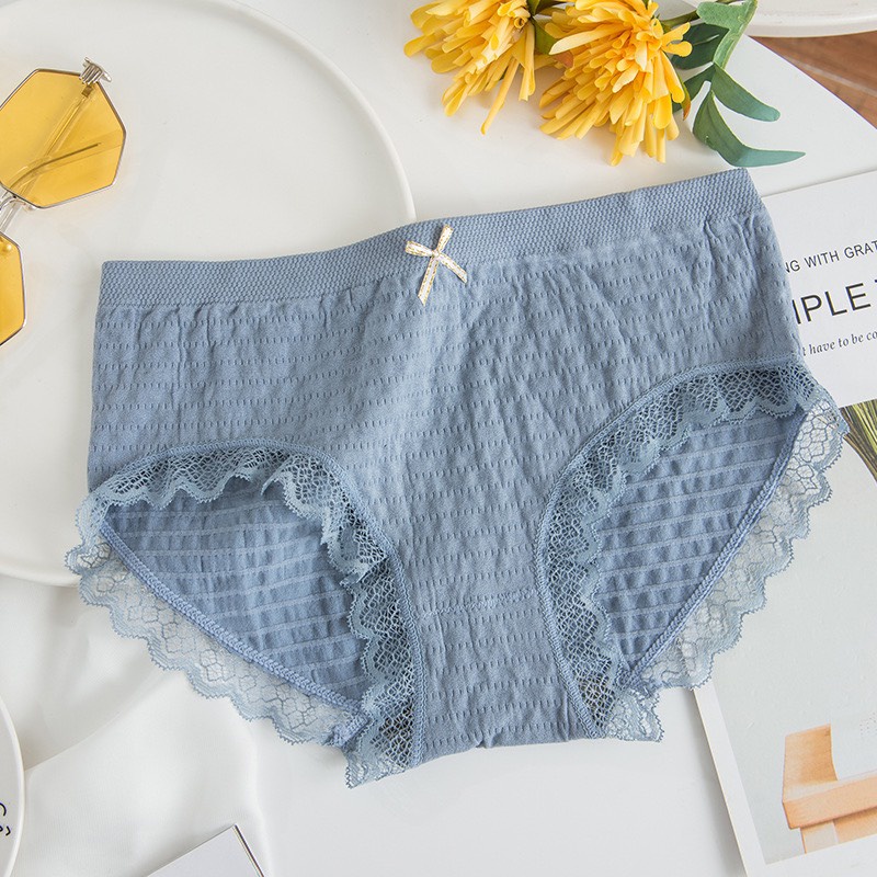 Quần Lót Nữ Cotton Dệt Kim thoáng mát đính nơ xinh tôn vòng 3 gợi cảm QL182 (bầu bí nhỏ bon chen)