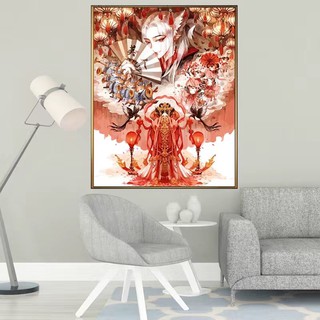 Tranh số hoá tự tô đã căng khung cô dâu trung hoa đám cưới hồ ly Hà Nội Painting