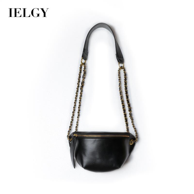 IELGY crossbody ins classic black fashion item small ck chain all-match Chest bag retro one shoulder