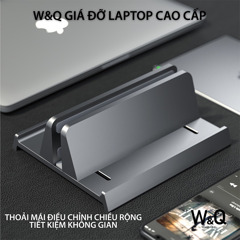 Sẵn VN - Đế dựng Macbook/ Surface/ iPad / Laptop giá đỡ kép hợp kim nhôm dạng đứng / Nhựa ABS Cao Cấp cho góc làm việc