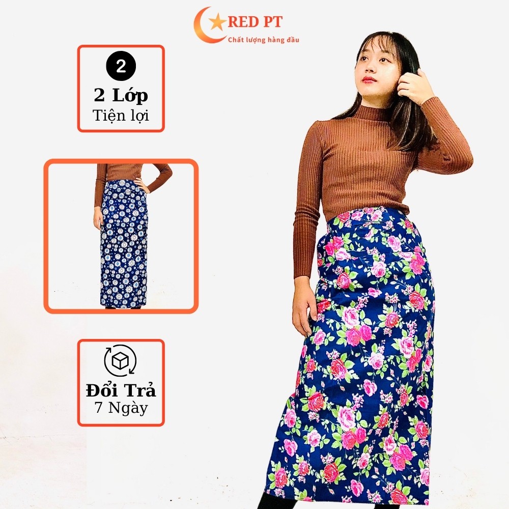Váy chống nắng 2 lớp, đồ chống nắng hình bông hoa Kate RED PT