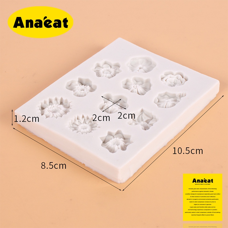 Khuôn Silicon ANAEAT Làm Bánh Sô Cô La Trang Trí DIY Tạo Hình Hoa Lá