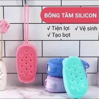 Bông tắm silicon tạo bọt massage có dây treo..