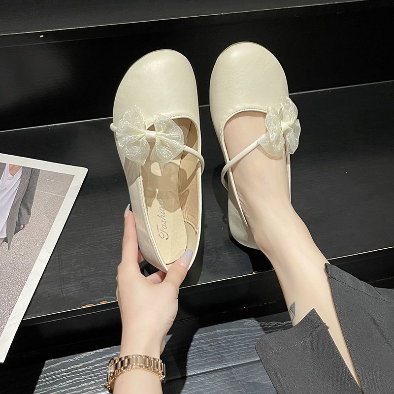 Giày Búp Bê Đế Mềm Đính Nơ Xinh Xắn Thời Trang Mùa Thu Cho Nữ Size 35-40