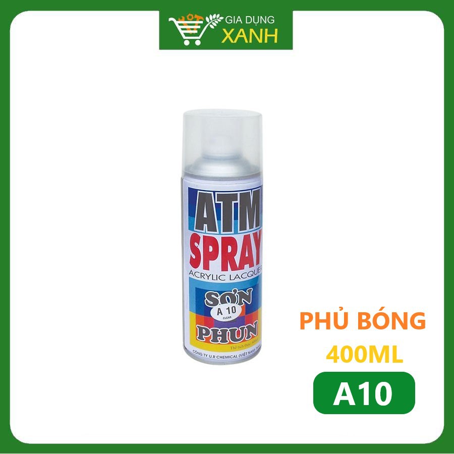 Sơn xịt ATM A10 phủ bóng, trong suốt, 400ml