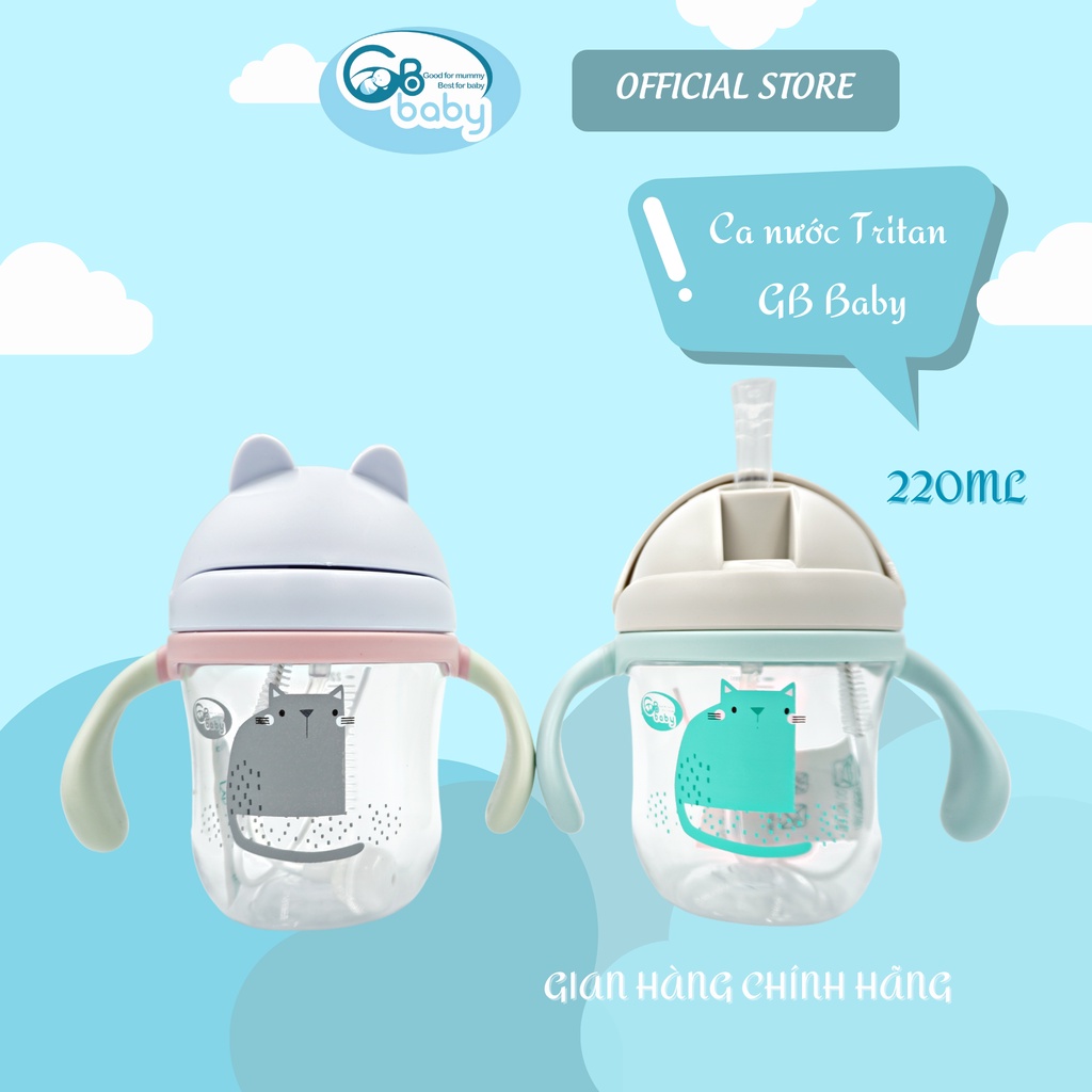 Bình Tập Uống Nước Cho Bé GB-Baby Tritan 220ML chống sặc dùng cho bé từ 6 tháng tuổi trở lên Chính Hãng