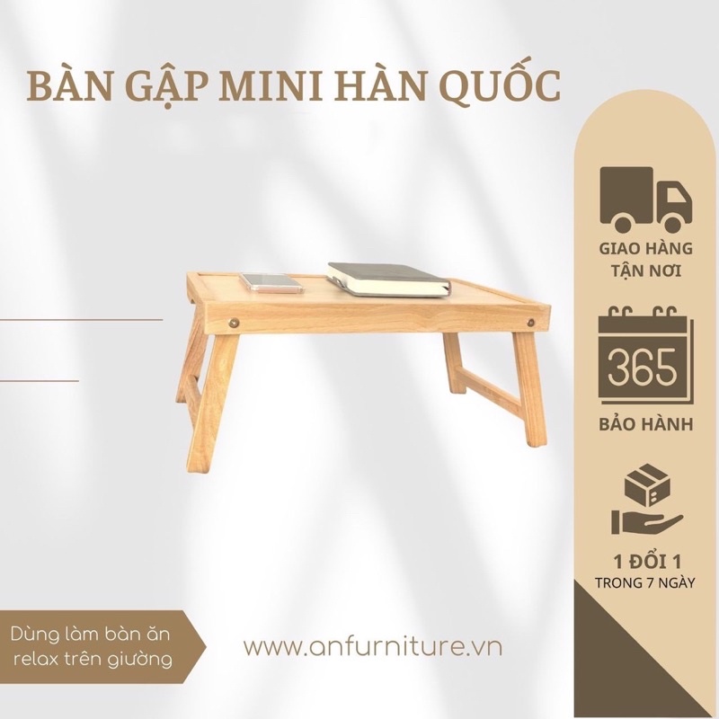 Bàn ăn gấp gọn Hàn Quốc dùng trên giường tiện lợi