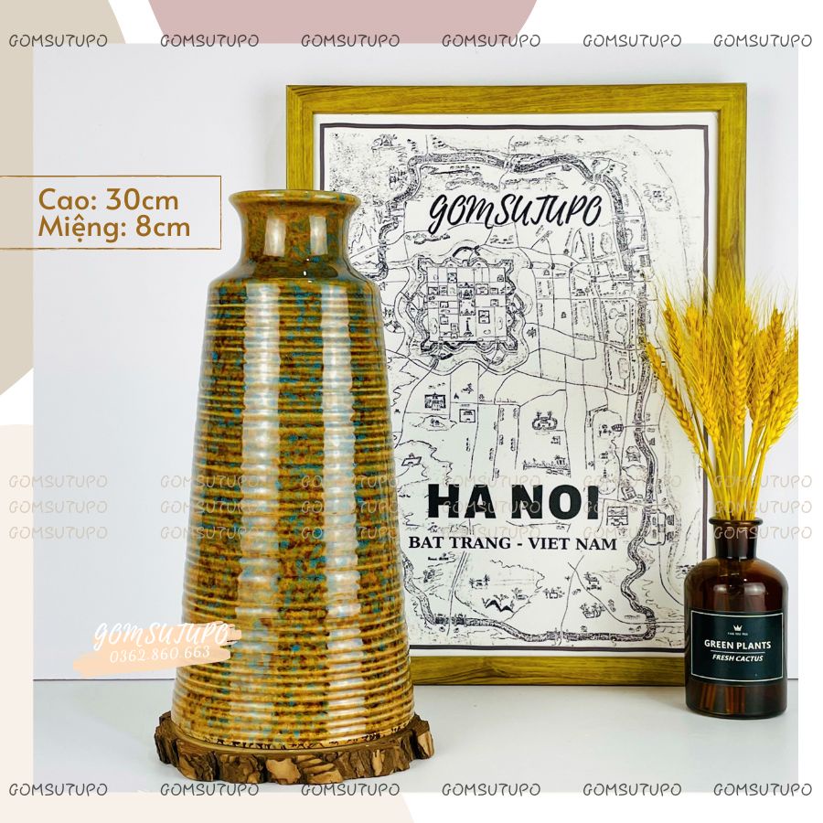 Lọ Hoa Gốm Men SẮC HOA - Bình Hoa Trang Trí Decor gomsutupo - Gốm Sứ TUPO Bát Tràng