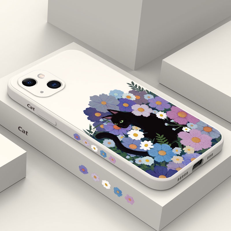 Ốp Điện Thoại Silicone Dẻo In Họa Tiết Mèo Cho IPhone 13 12 Mini Pro Max