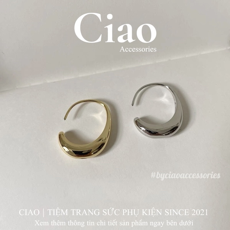 [HOẢ TỐC 1H] Khuyên tai/ Bông tai mạ bạc S925 thiết kế hình chữ C phong cách Willow Ciao