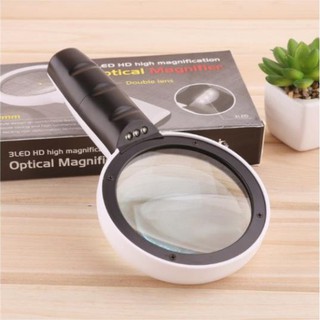 Kính lúp phóng đại 20 lần 90mm có đèn LED hỗ trợ đọc sách