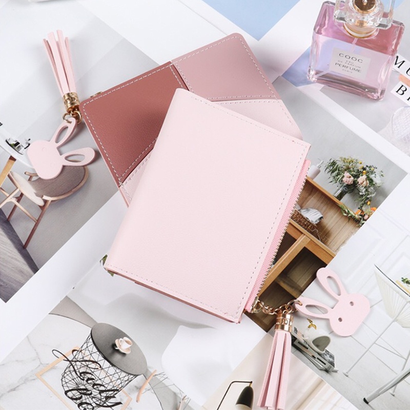 Ví Da PU Ngắn Đựng Thẻ Cài Khóa Kéo Thời Trang Cho Nữ