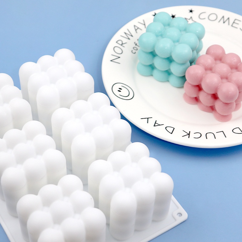 Khuôn Silicone Làm Bánh Mousse/Xà Phòng/Xà Phòng Hình Khối Rubik 3D DIY
