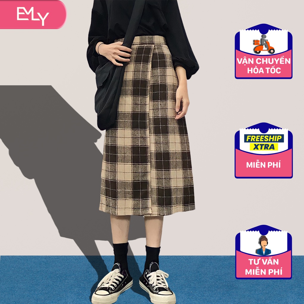 Chân váy dài caro Emilyshop ulzzang