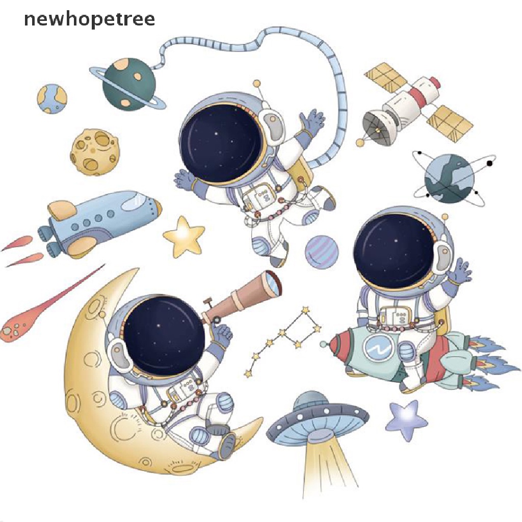 newhopetree Removable Cartoon Space Astronaut Wall Stickers for Kids room Nursery Wall Decor OIK
