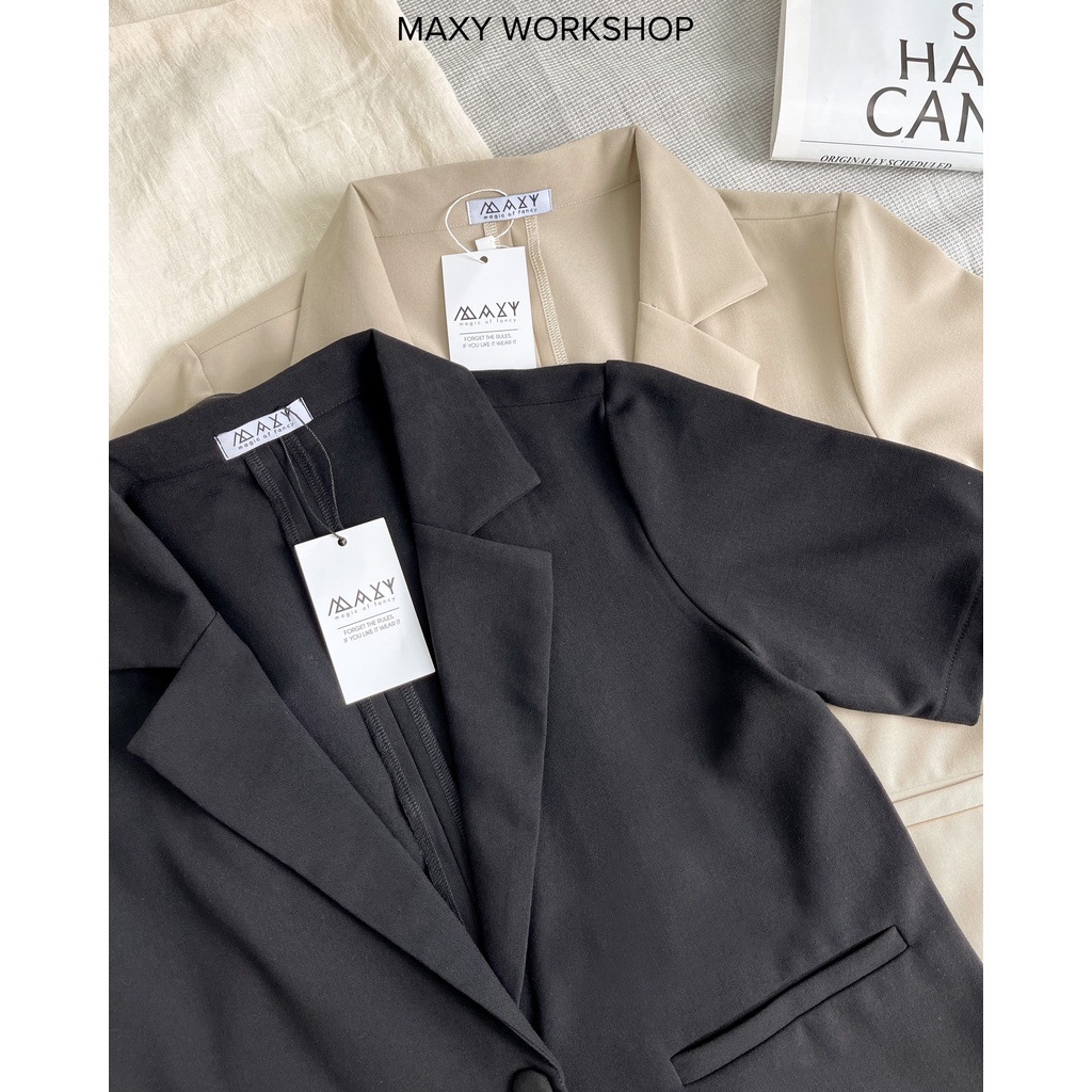 Áo blazer nữ ngắn tay có túi Trendy short blazer Maxy Workshop