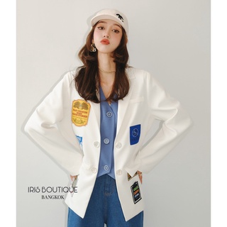 Iris boutique IB014 22/SS Melbourne stickers blazer- Áo khoác blazer