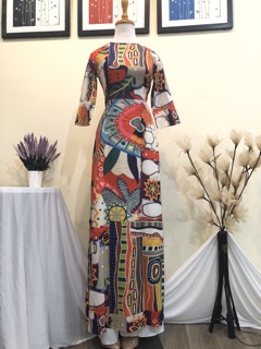 Áo dài 3D in thổ cẩm