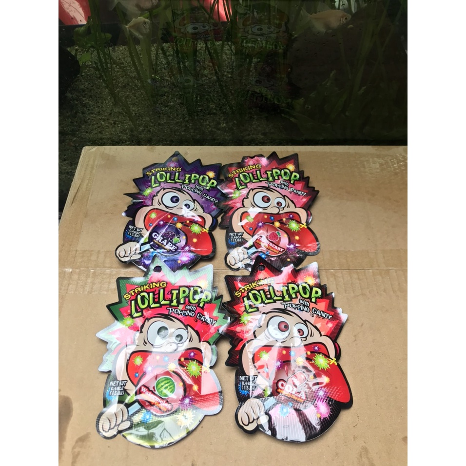 Kẹo Nổ Striking Lollipop Hong Kong Popping Candy Vị Dưa (Gói 13.8g-nhỏ)