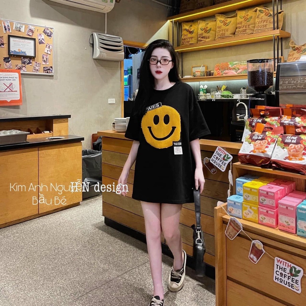 ÁO phông cotton mặt cười PARISS(kèm ảnh thật và video)