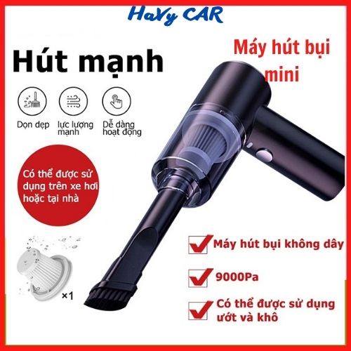 Máy hút bụi cầm tay mini không dây hút bụi ô tô xe hơi, máy hút bụi giường nệm mini không dây cầm tay