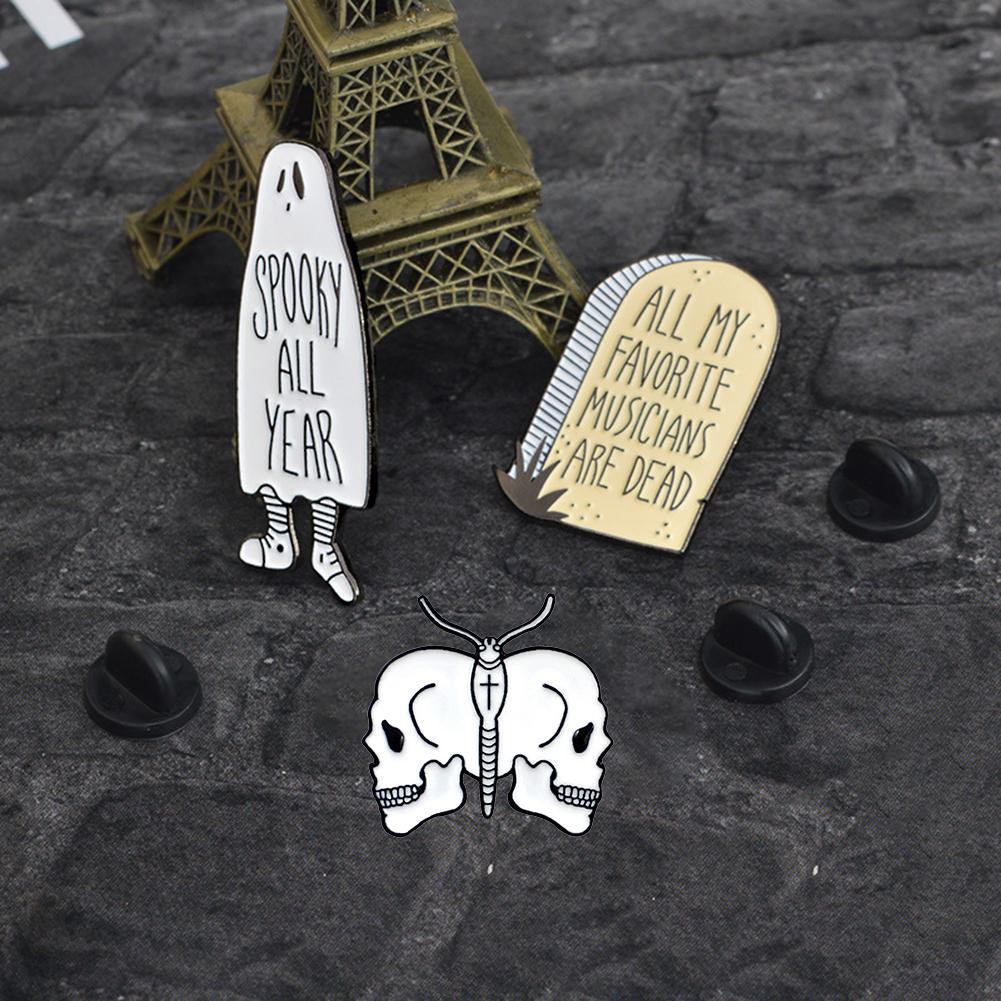 Creative Ghost Pin Brooches Letters Backpack Jacket Lapel Badges Jewelry