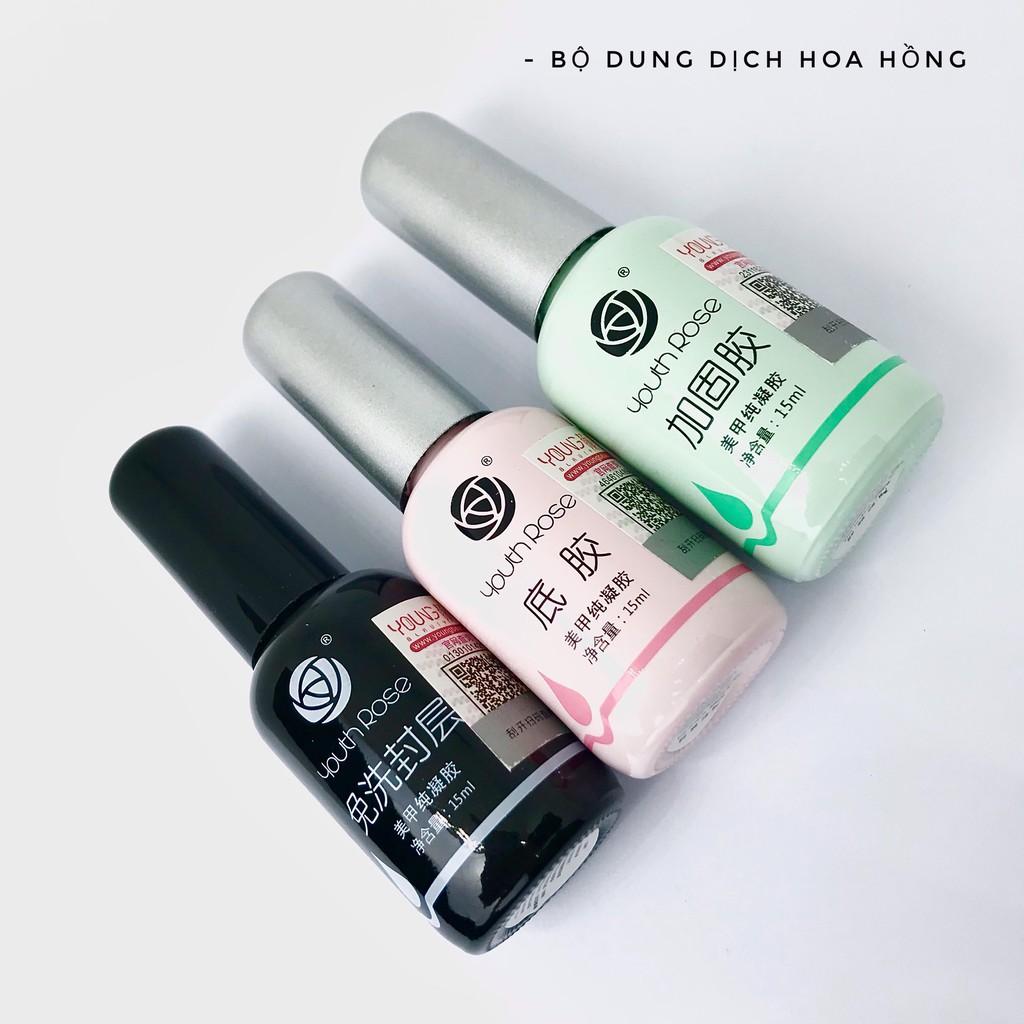 Bộ 3 Base , Top , Cứng Móng Hoa Hồng 15ml Hàng Chuẩn Chính Hãng