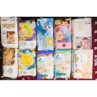 Combo 02 bịch tã dán/ quần Yiying bông/ Yiying Gold/ Yiying Heo/ Yiying Cá/ Yiying hoa quả size s72/ m60/l52/xl44/xxl40