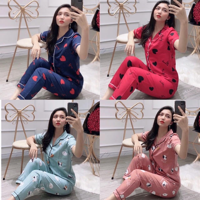 Bộ ngủ Pijama tay ngắn quần dài 40 mẫu | BigBuy360 - bigbuy360.vn