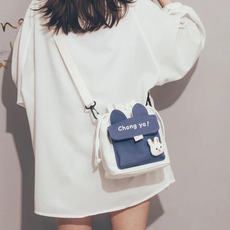 [Mã FAMAYWA2 giảm 10k đơn từ 50k] Túi đeo chéo rút miệng phong cách xách Nhật Bản thời trang cho nữ vải | WebRaoVat - webraovat.net.vn