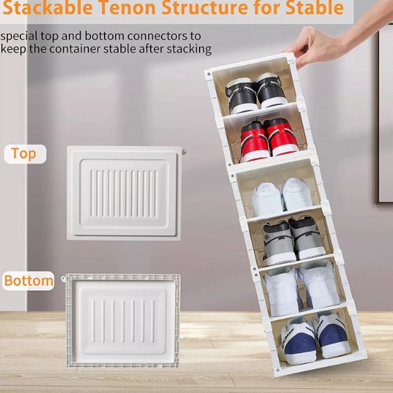 Tủ Để Giày, Giá Để Giày Gấp Gọn Tiện Lợi, Kệ để đồ đa năng, Tủ Giày Nắp Nhựa Cứng Trong Suốt