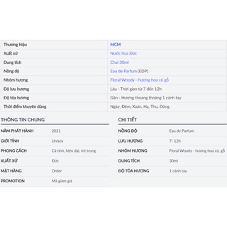 [Chính hãng] Nước hoa cao câp MCM perfume