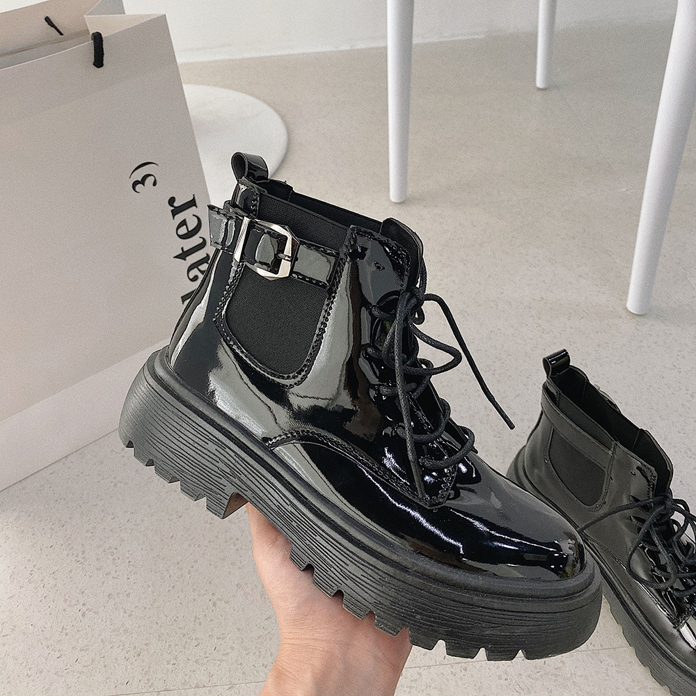 Giày bốt da PU màu bóng/ nhám siêu cá tính thời trang | BigBuy360 - bigbuy360.vn