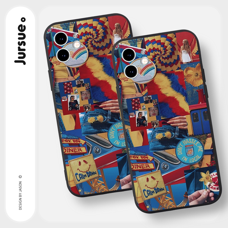 Ốp lưng JURSUE mềm viền vuông hình độc lạ đáng yêu Cho iPhone 14 13 12 11 Pro Max SE 2020 X XR XS 8 7 ip 6S 6 Plus Y2218