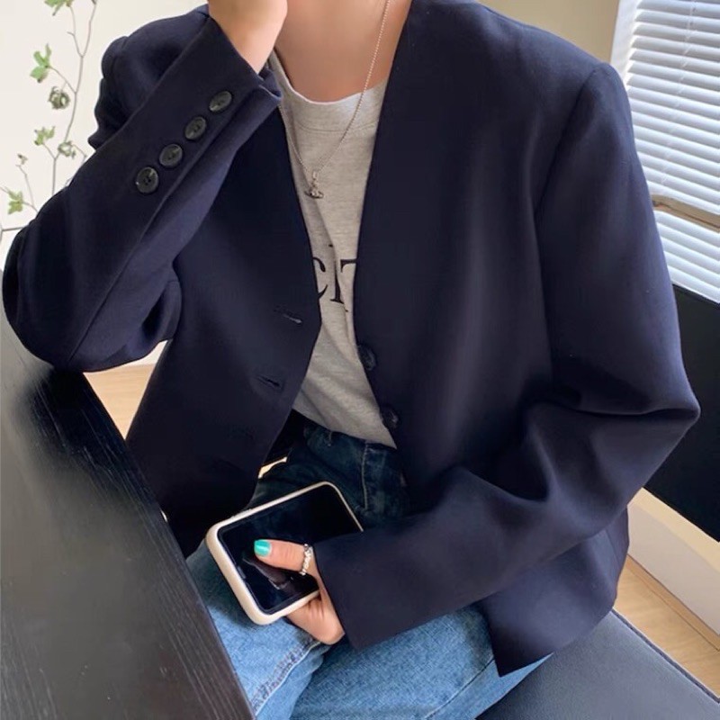 (Hàng có sẵn) Áo Blazer cổ tim trẻ trung 2021 | BigBuy360 - bigbuy360.vn