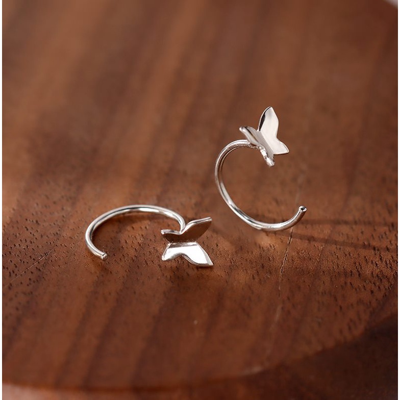 Khuyên Tai Dạng Móc Mạ Bạc 925 Hình Trái Tim Đơn Giản Thời Trang Cho Nữ