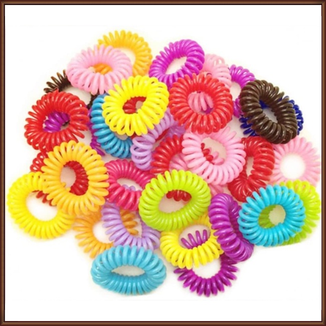 Set 100 Dây Cột Tóc Dạng Xoắn Ốc Màu Sắc Kẹo Ngọt Chống Thấm Nước